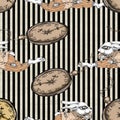 Alice in Wonderland running white rabbit seamless pattern on Grunge vintage background
