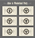 Alice in Wonderland vector set with labels Eat me, Drink me, Open me, Not poison, Thank you. ideal for decoration Royalty Free Stock Photo