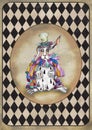 Alice in Wonderland watercolor grunge icons A4 flash cards with diamond victorian background