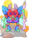 Cartoon alien bug from outer space, funny illustration