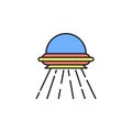 alien aircraft icon. Element of space outline color icon. Thin line icon for website design and development, app development.
