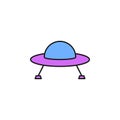 alien aircraft icon. Element of space outline color icon. Thin line icon for website design and development, app development.