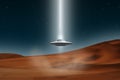 Alien aircraft ufo landing desert Royalty Free Stock Photo