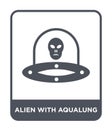 alien with aqualung icon in trendy design style. alien with aqualung icon isolated on white background. alien with aqualung vector