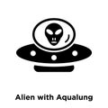 Alien with Aqualung icon vector isolated on white background, lo