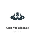 Alien with aqualung vector icon on white background. Flat vector alien with aqualung icon symbol sign from modern astronomy