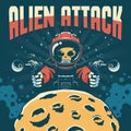 Alien astronaut attack with laser guns