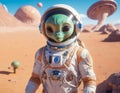 Alien Astronaut on a Desert Planet Royalty Free Stock Photo