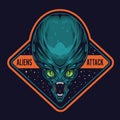 Alien attack colorful vintage logotype