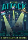 Alien attack vintage poster colorful Royalty Free Stock Photo