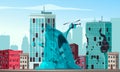Alien Attacking City Illustration Royalty Free Stock Photo
