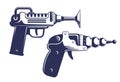 Alien blaster gun - space weapon in retro style