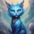 alien blue cat, aggressive animal, aliens,