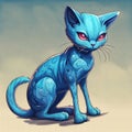 alien blue cat, aggressive animal, aliens,