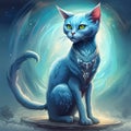 alien blue cat, aggressive animal, aliens,