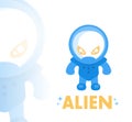 Alien in blue space suit in flat style Royalty Free Stock Photo