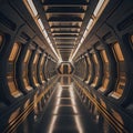 Alien Bouncing Neon Tubes Laser Sci Fi Futuristic Cyber Concrete Hallway Tunnel Corridor Purple Blue Beams Glowing Showroom