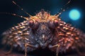 Alien butterfly from outer space looking at the camera. Cute alien insect macro image. Generative AI.