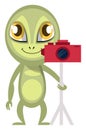 Alien with camera, illustration, vector