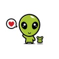 Alien cartoon characters and cute baby aliens