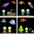 Alien cartoon set Royalty Free Stock Photo