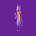 Positive alien character - artistic and positive monster with style look with yellow scarf