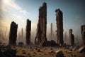Alien City Ruins on Faraway Planet Royalty Free Stock Photo