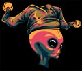 alien clown face vector on black background Royalty Free Stock Photo