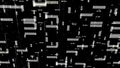 Alien communication data stream lines, seamless loop. Animation. Monochrome pattern with flowing rectangles and big