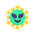 Alien coronavirus emoticon flat icon Royalty Free Stock Photo