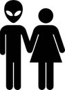Alien Couple Funny Restroom Bathroom Sign Space