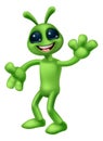 Alien Cute Little Green Man Martian Cartoon Mascot Royalty Free Stock Photo