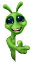 Alien Cute Little Green Man Martian Cartoon Mascot Royalty Free Stock Photo