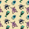 Alien cute pattern seamless design for kids and children clothing textile