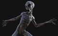 Alien on dark background with clipping path. Royalty Free Stock Photo