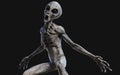 Alien on dark background with clipping path. Royalty Free Stock Photo