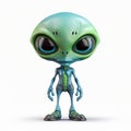 Cute Cartoonish Alien Character On White Background