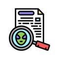 alien discovery document color icon vector illustration Royalty Free Stock Photo