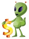 Alien with dollar sign, illustration, vector