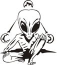 The alien is engaged in yoga. Royalty Free Stock Photo