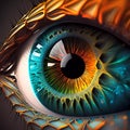 Alien eye, macro illustration, high detail. Beautiful detail eye for art design