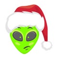 Alien head in santa hat - Pensive