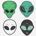 Alien face icon set, humanoid head, vector Royalty Free Stock Photo