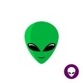 Alien face logo. Planet UFO intruder.