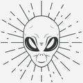 Alien face tee stump, humanoid head, vector