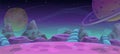 Alien fantasy landscape, cosmic vector game scene