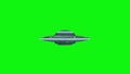 Alien flying saucer isolated on green screen background. 3d rendering Royalty Free Stock Photo