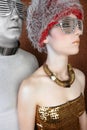 Alien futuristic couple portrait silver gold Royalty Free Stock Photo
