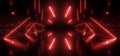 Alien Futuristic Garage Studio Showroom Tunnel Corridor Neon Lasers Glow VIbrant Red Glossy Dark Nights Cyber Empty Stage 3D