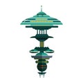 Alien futuristic UFO mother ship isolated on white background cartoon vector illustration